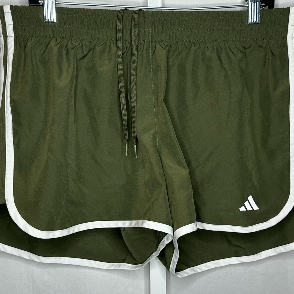 adidas Green Athletic Shorts with White Trim